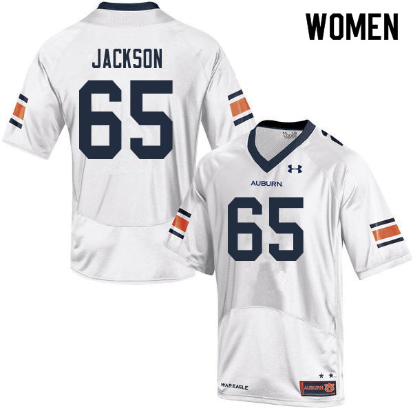 Women's Auburn Tigers #65 Alec Jackson White 2019 College Stitched Football Jersey